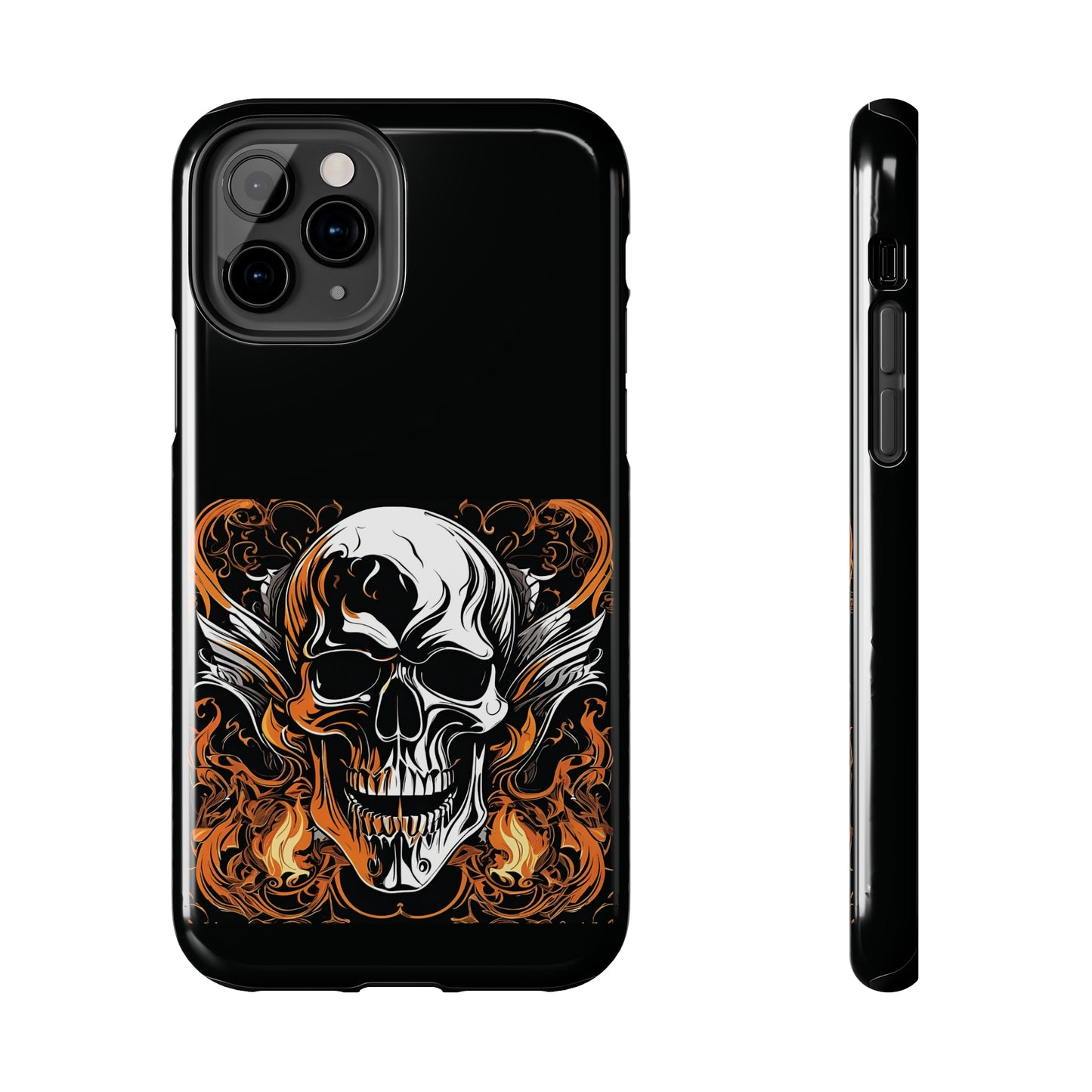 Flaming Skull Design Tough Phone Cases