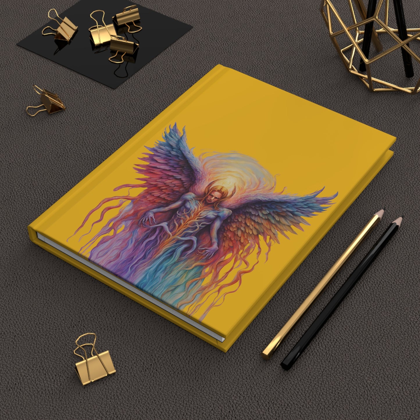 Angel on Yellow Hardcover Journal Matte