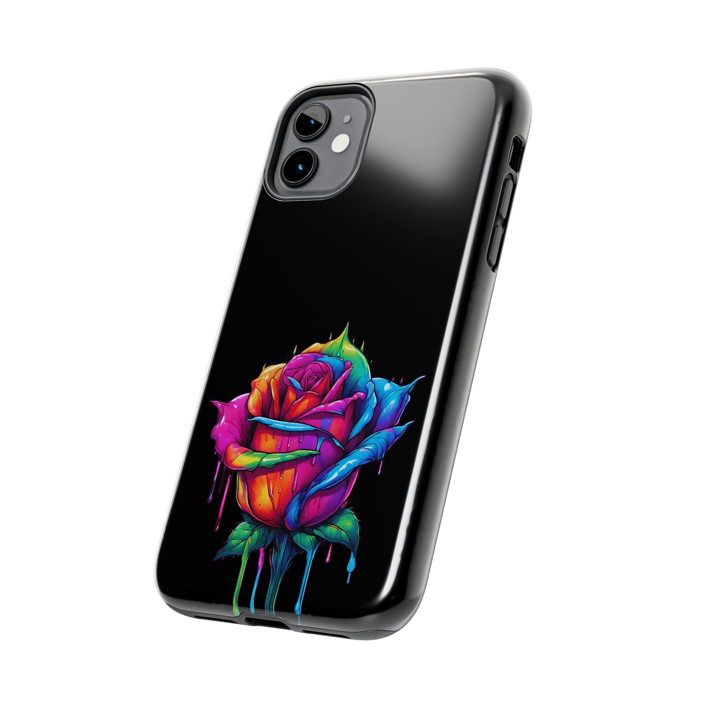 Rose Bleeding Colors on Black Tough Phone Cases