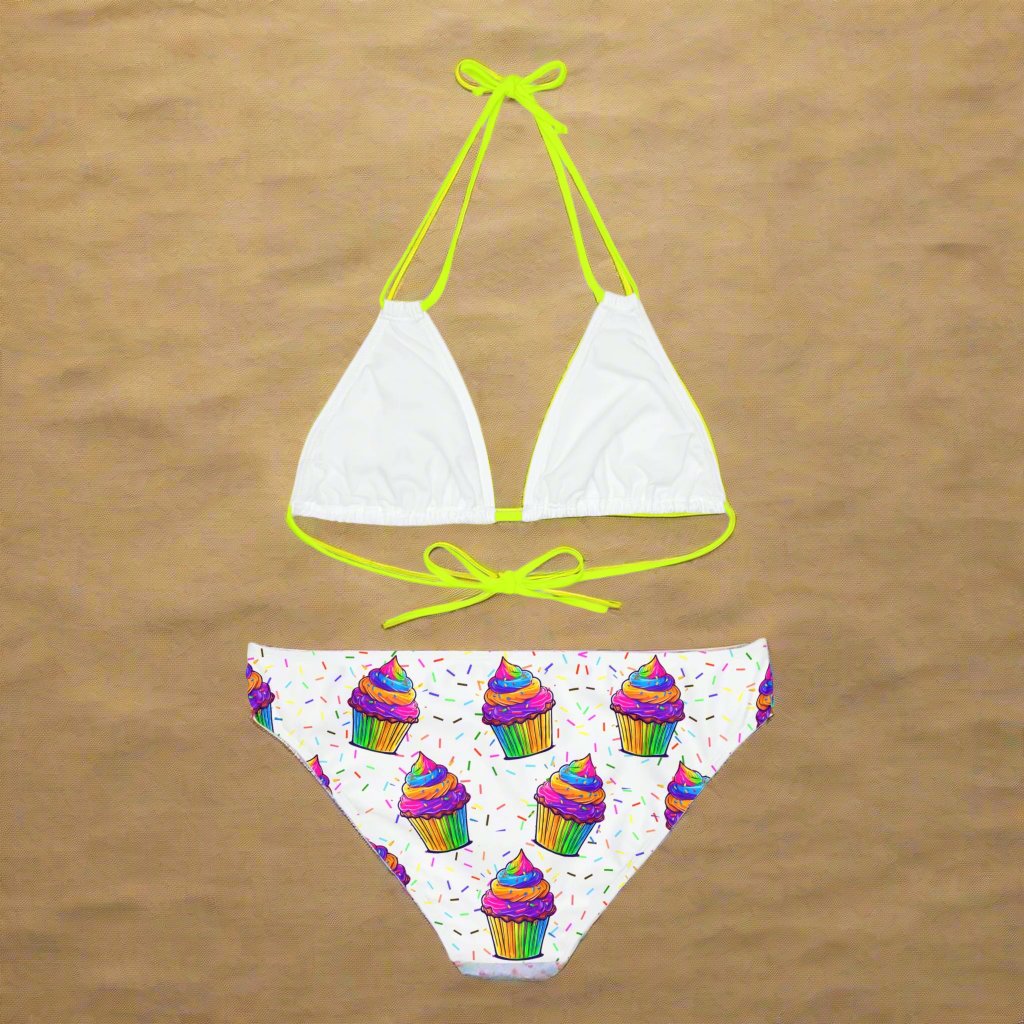 Neon Cupcake Strappy Bikini Set
