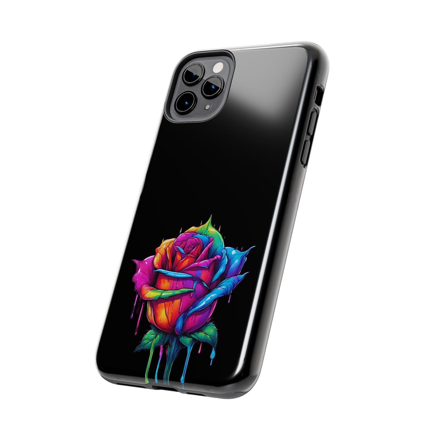 Rose Bleeding Colors on Black Tough Phone Cases