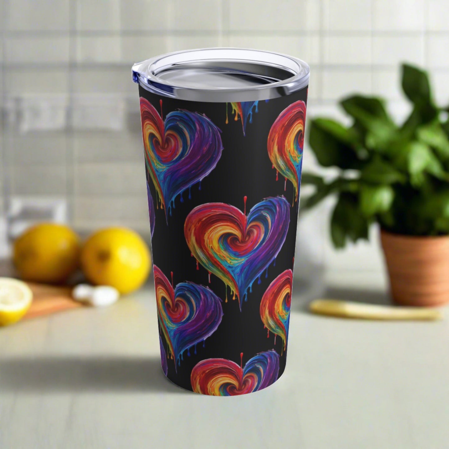 Heart bleeding Colors Tumbler 20oz Dishwasher Safe Rainbow