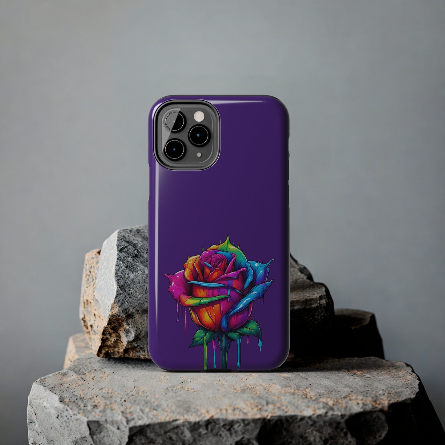 Rose Bleeding Colors on Purple Tough Phone Cases