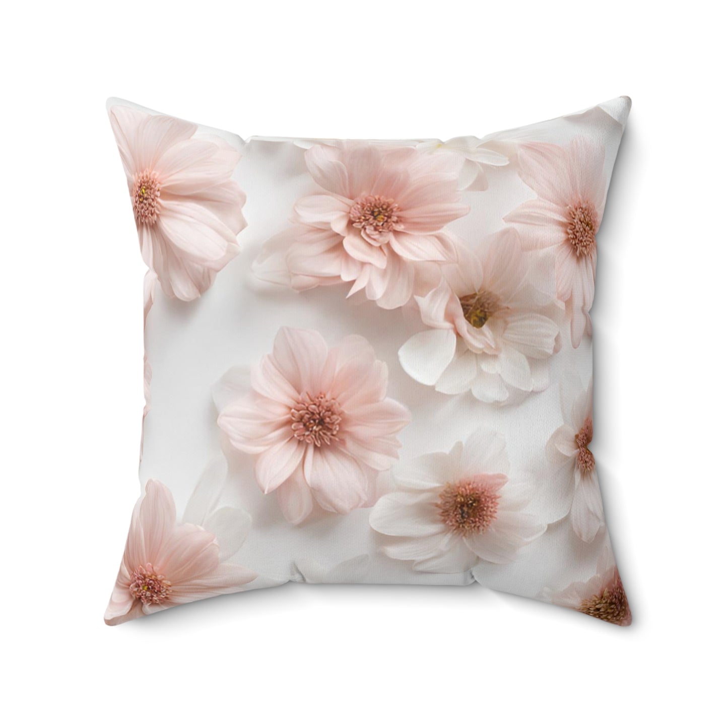 Blush Pink Floral Design Both Sides on Spun Polyester Square Pillow