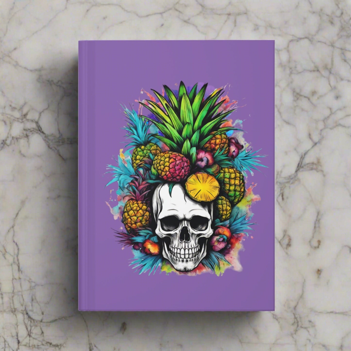 Colorful Mamba Skull on Light Purple Hardcover Journal Matte