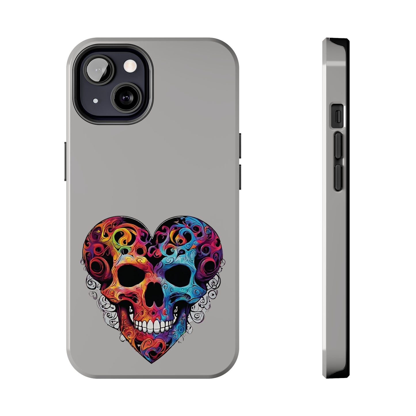 Colorful Heart Skull Tough Phone Cases