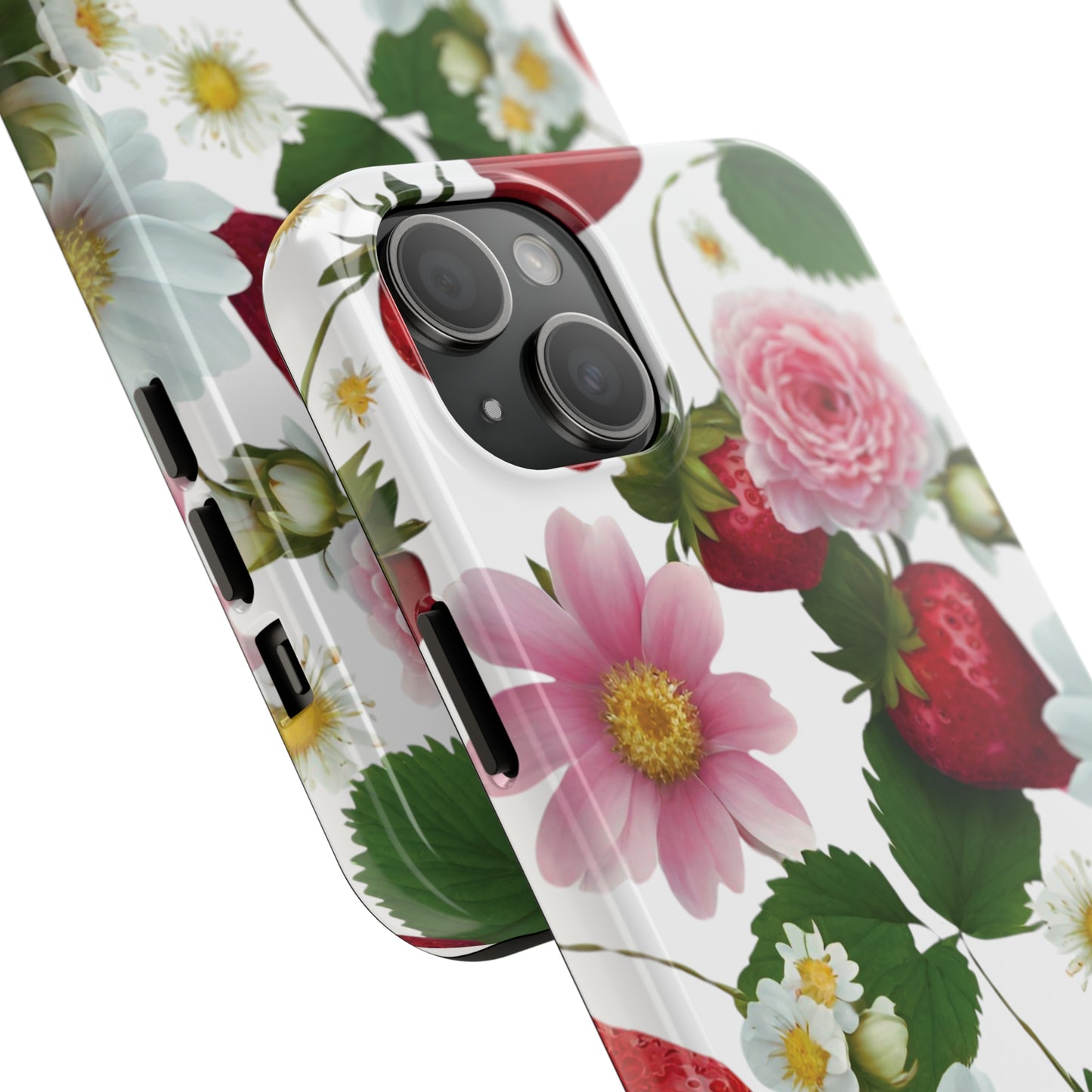 Floral Strawberries Design Tough Phone Cases
