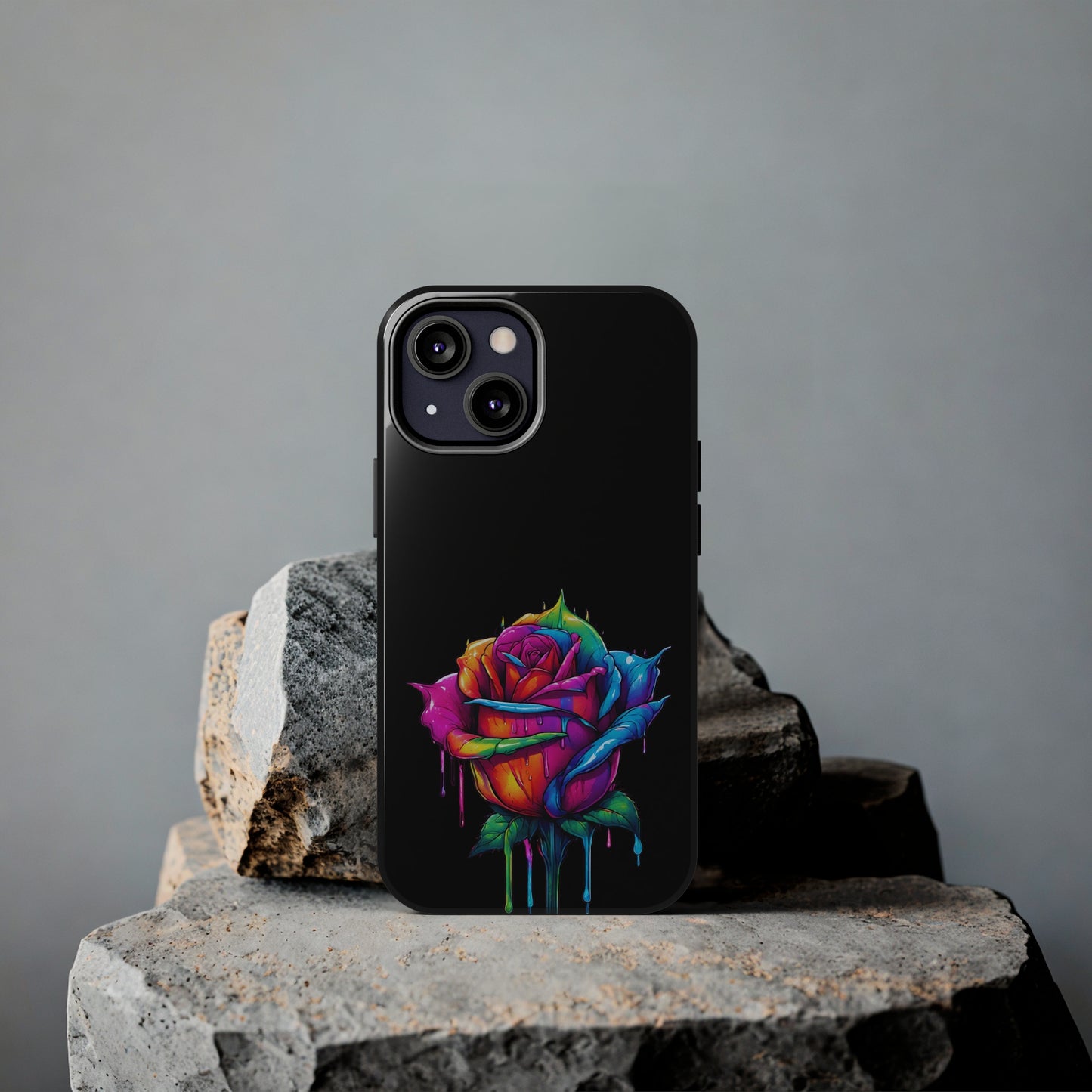 Rose Bleeding Colors on Black Tough Phone Cases