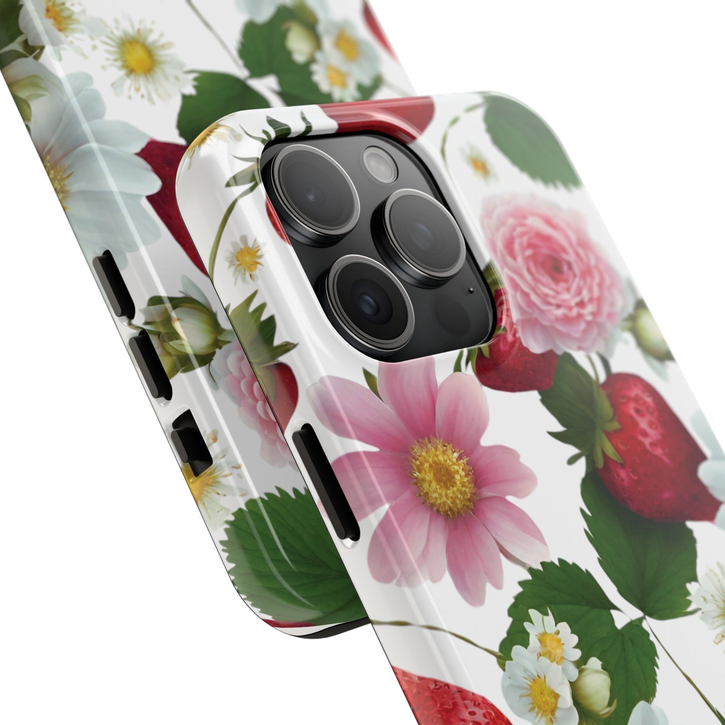 Floral Strawberries Design Tough Phone Cases