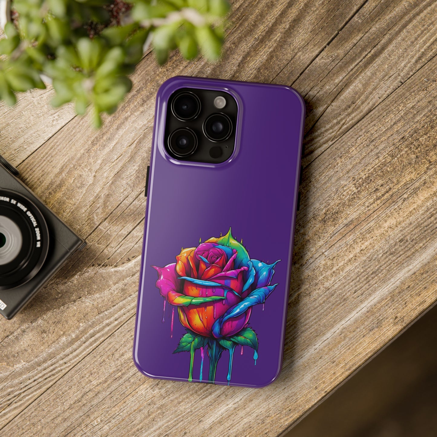 Rose Bleeding Colors on Purple Tough Phone Cases