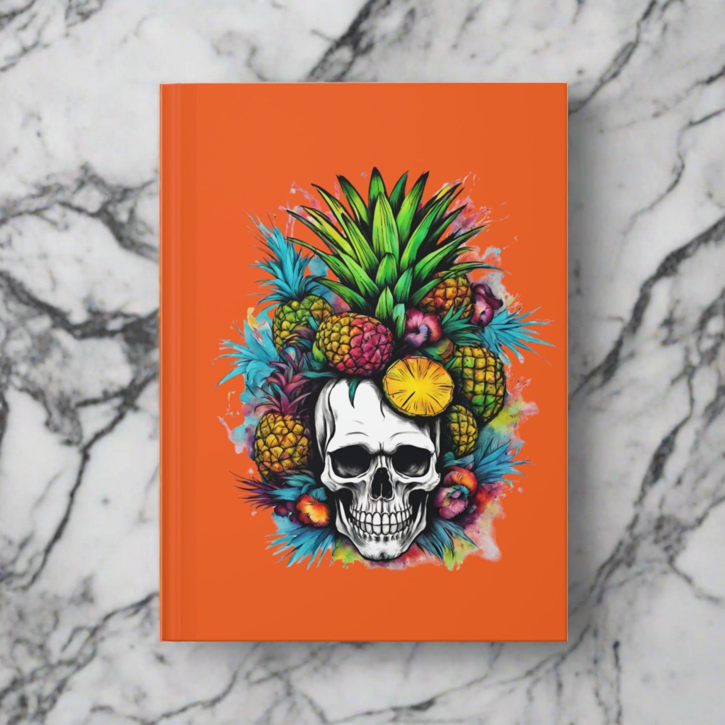 Colorful Mamba Skull on Orange Hardcover Journal Matte