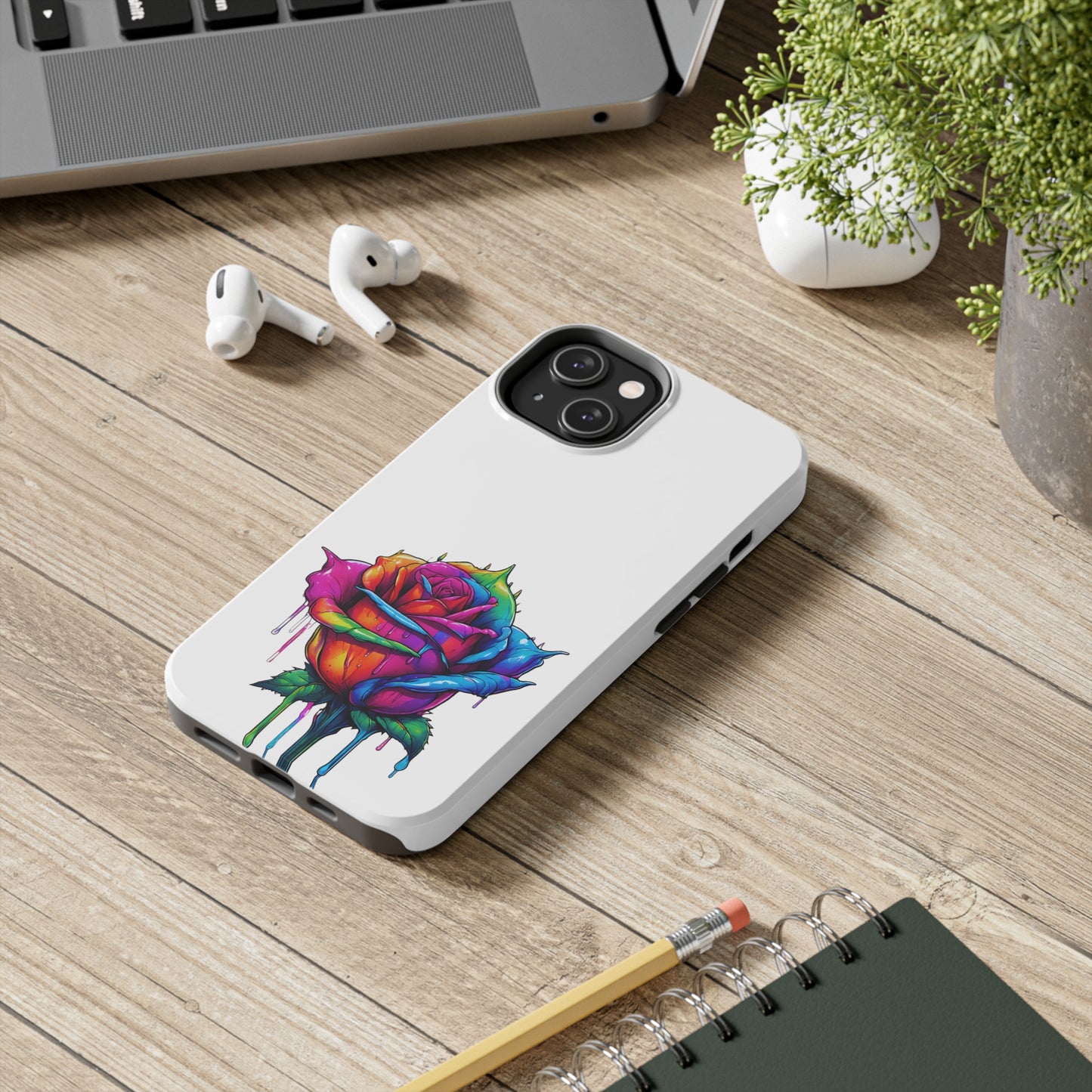 Rose Bleeding Colors On White Tough Phone Cases