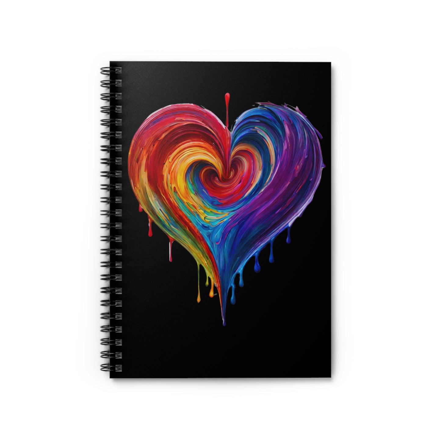 Large Heart Bleeding Colors Design Spiral Notebook - Ruled Lines