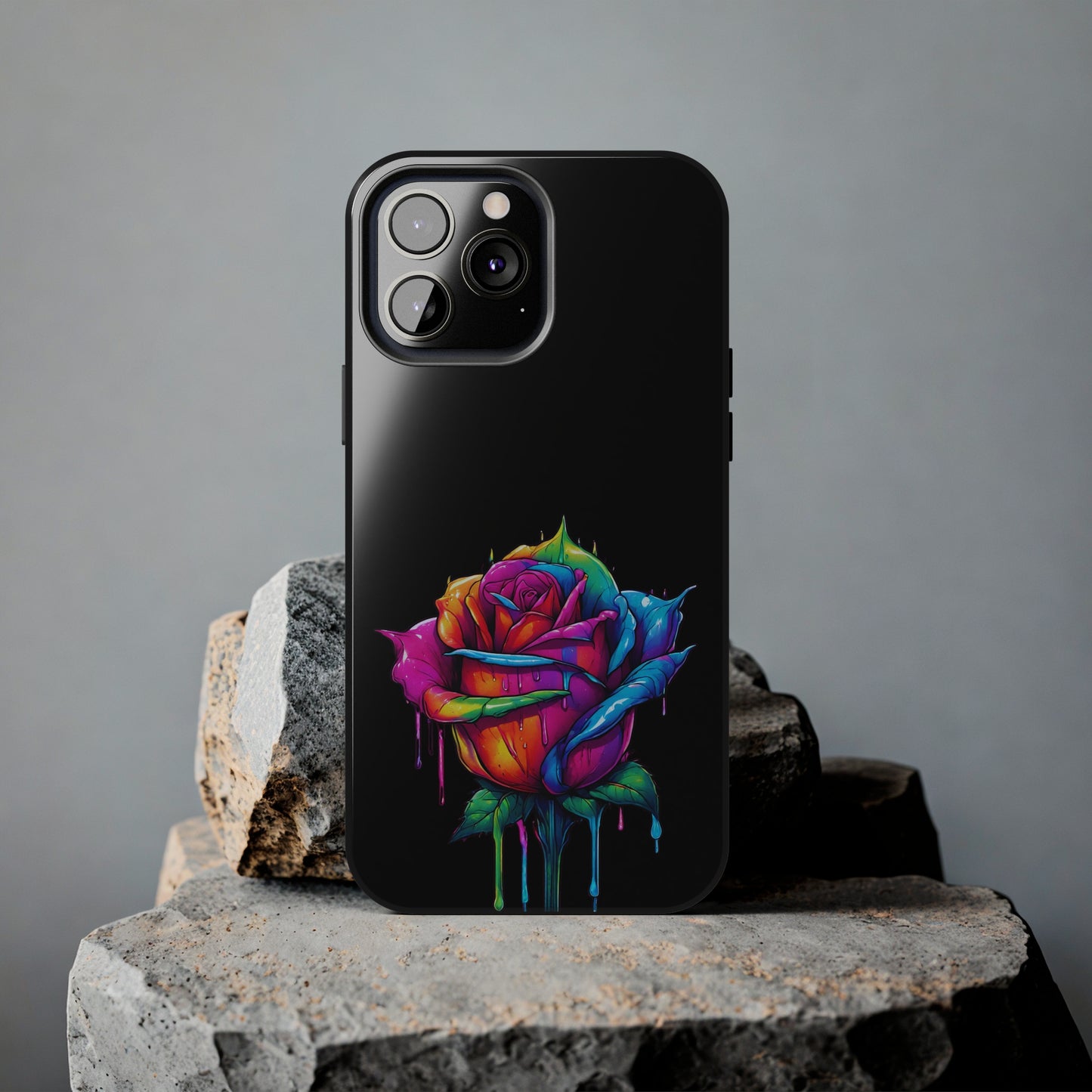 Rose Bleeding Colors on Black Tough Phone Cases