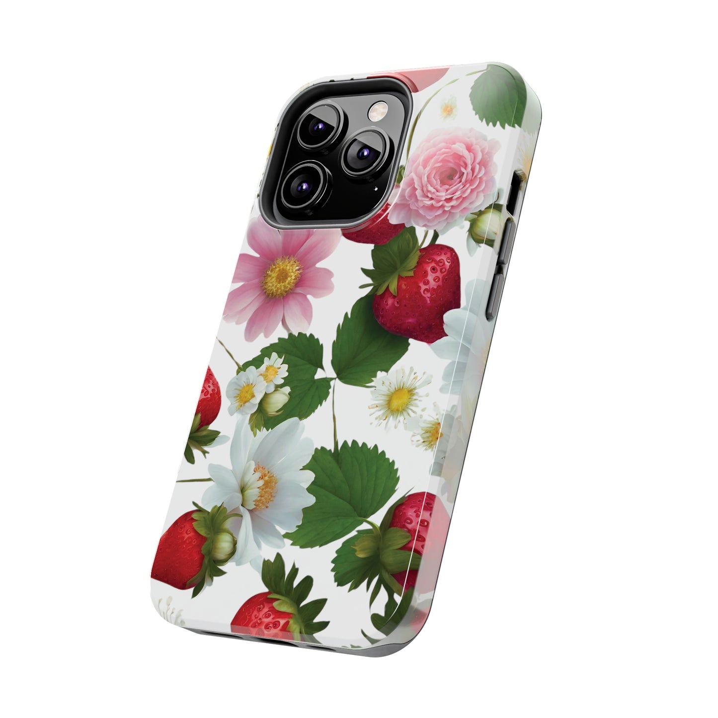Floral Strawberries Design Tough Phone Cases