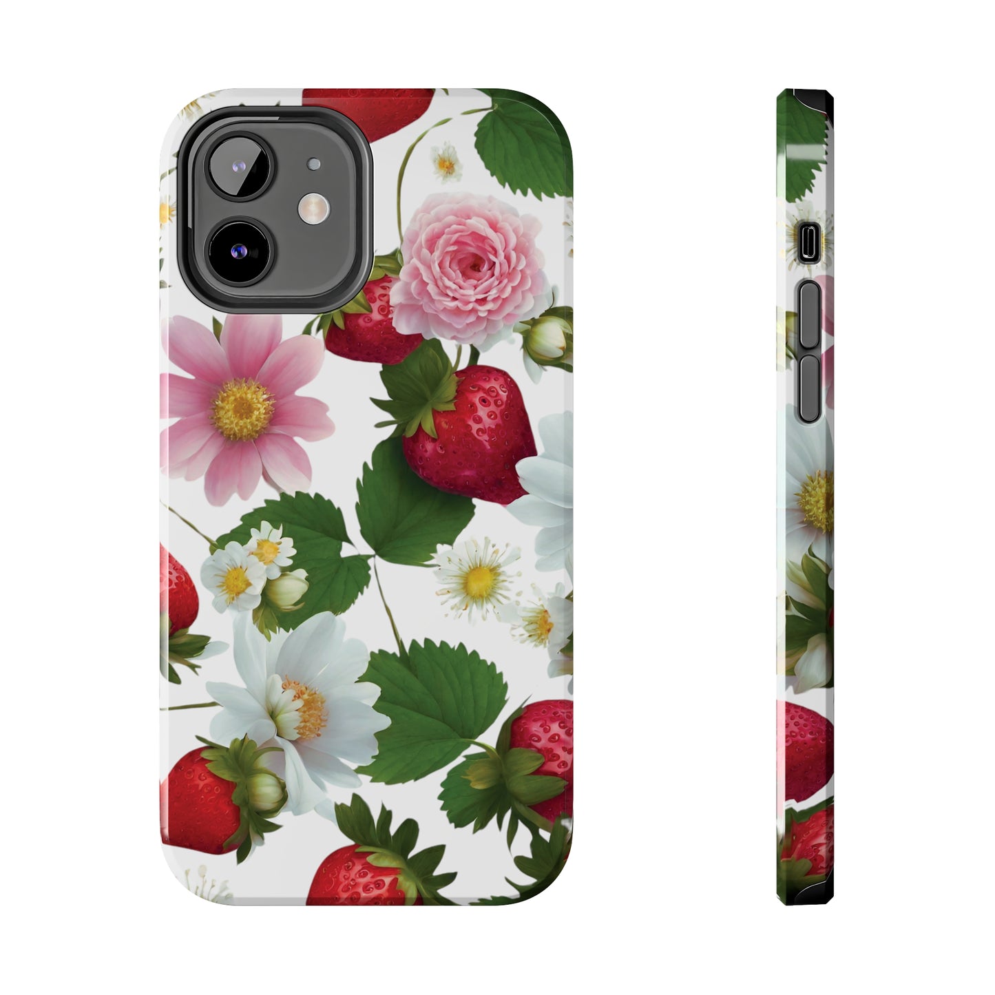Floral Strawberries Design Tough Phone Cases