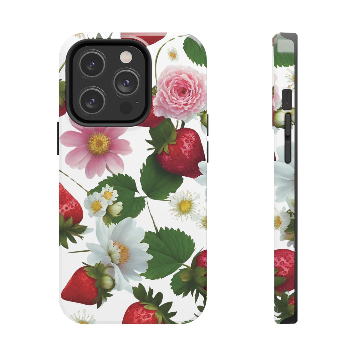 Floral Strawberries Design Tough Phone Cases