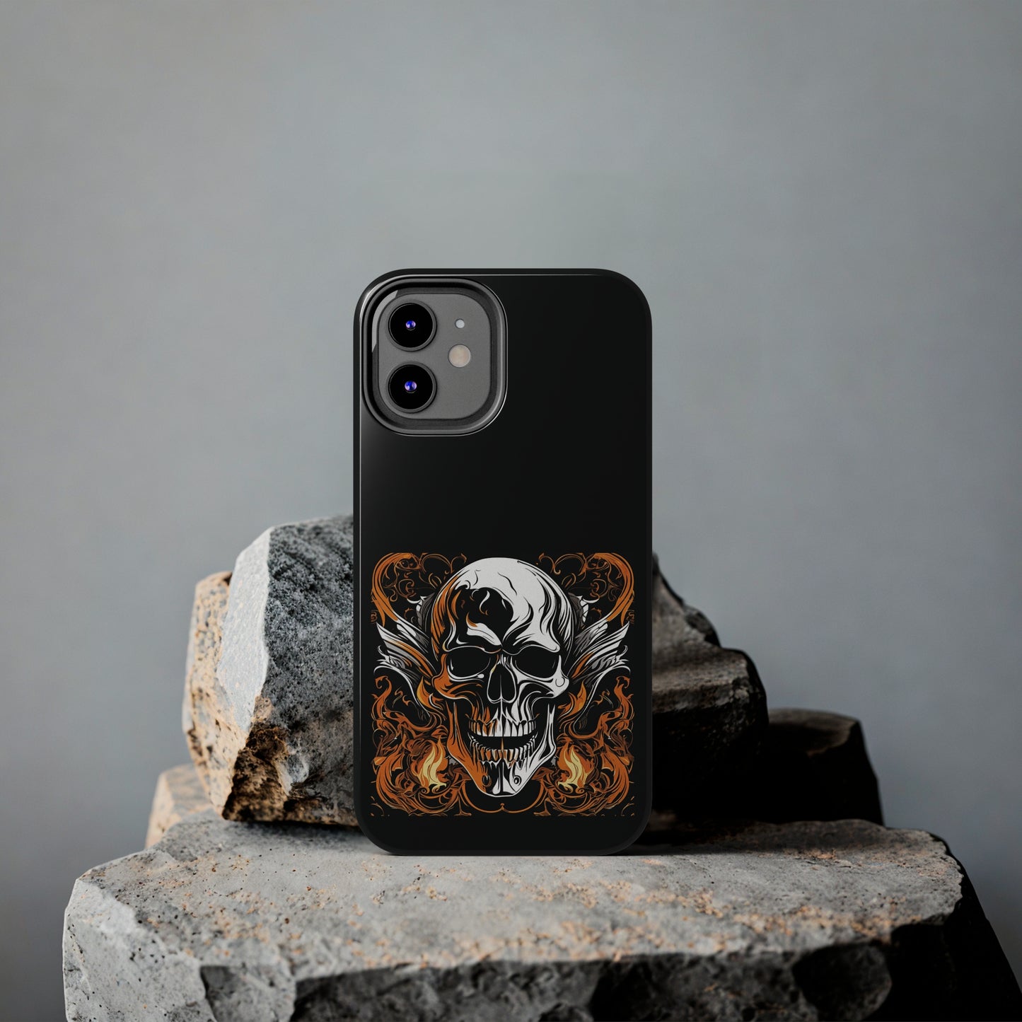 Flaming Skull Design Tough Phone Cases