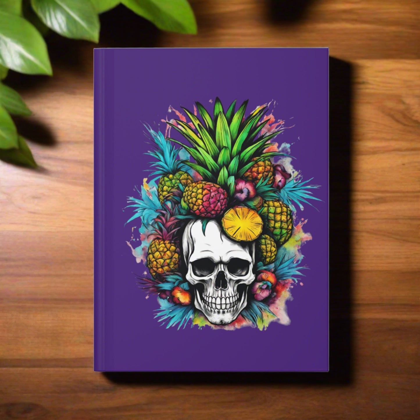 Colorful Mamba Skull on Purple Hardcover Journal Matte