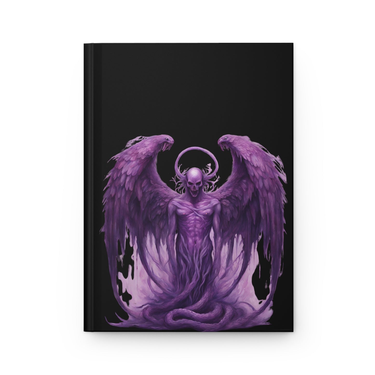 Purple Demon with Wings on Black Hardcover Journal Matte