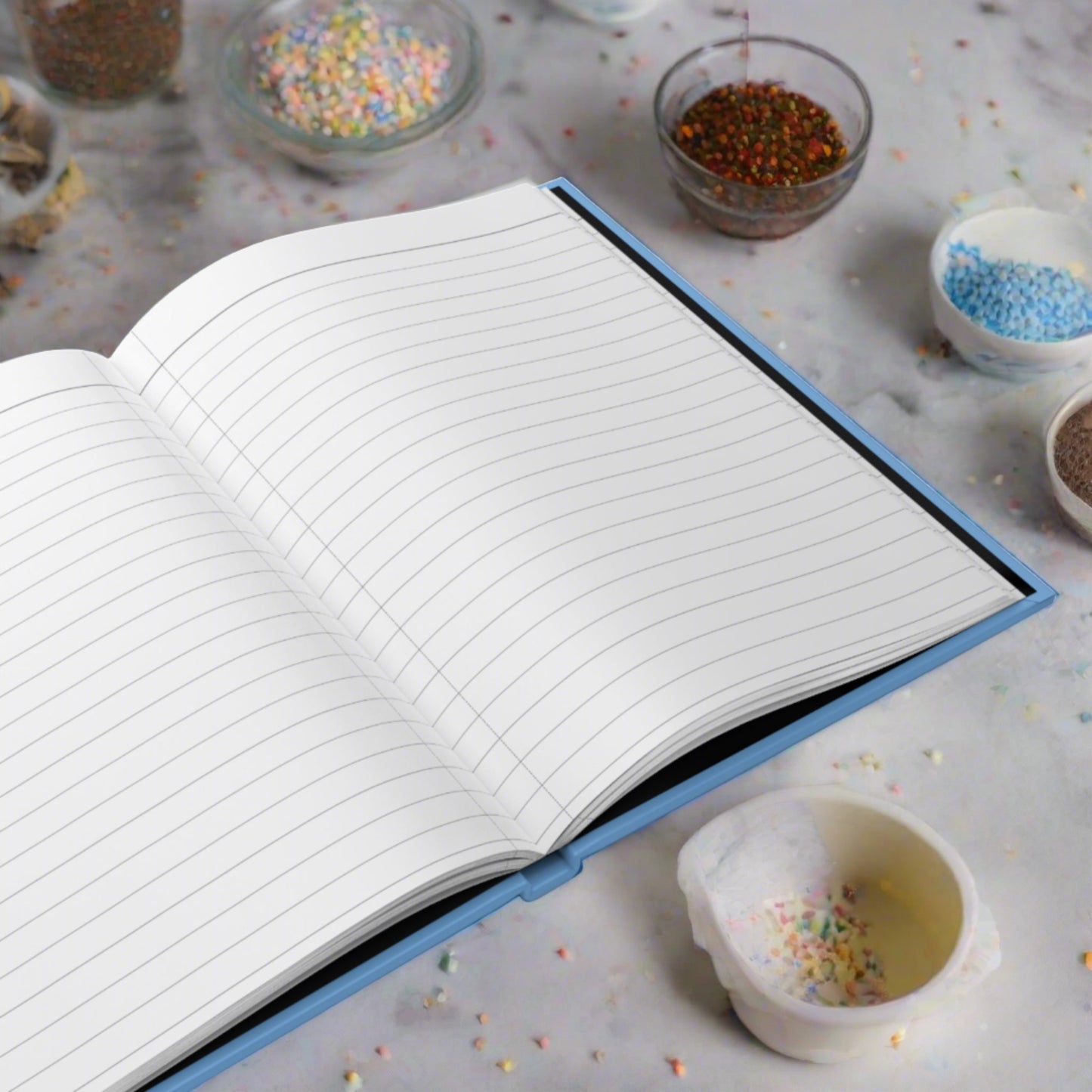 Neon Cupcake on Light Blue Hardcover Journal Matte