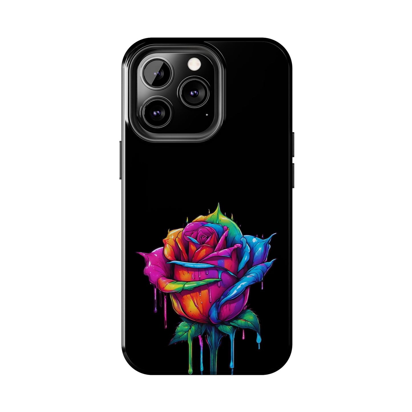Rose Bleeding Colors on Black Tough Phone Cases