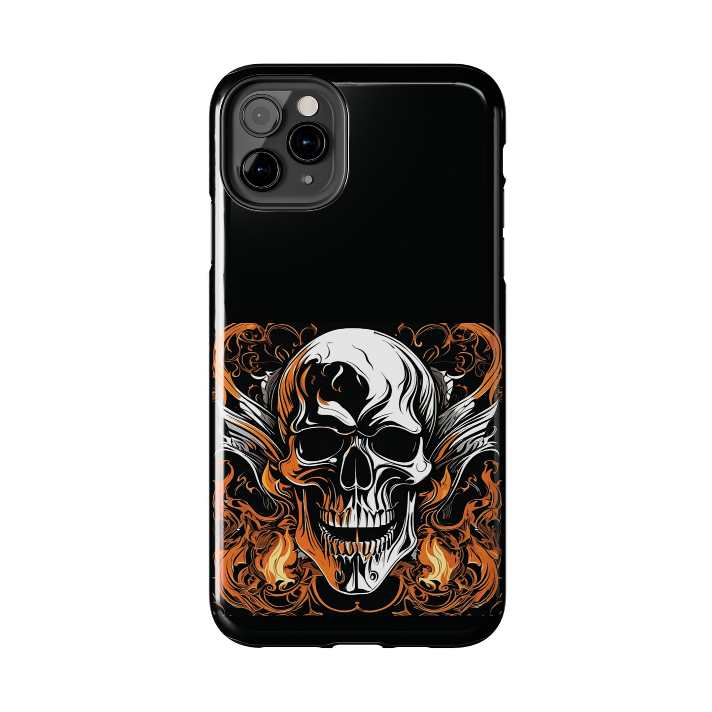 Flaming Skull Design Tough Phone Cases