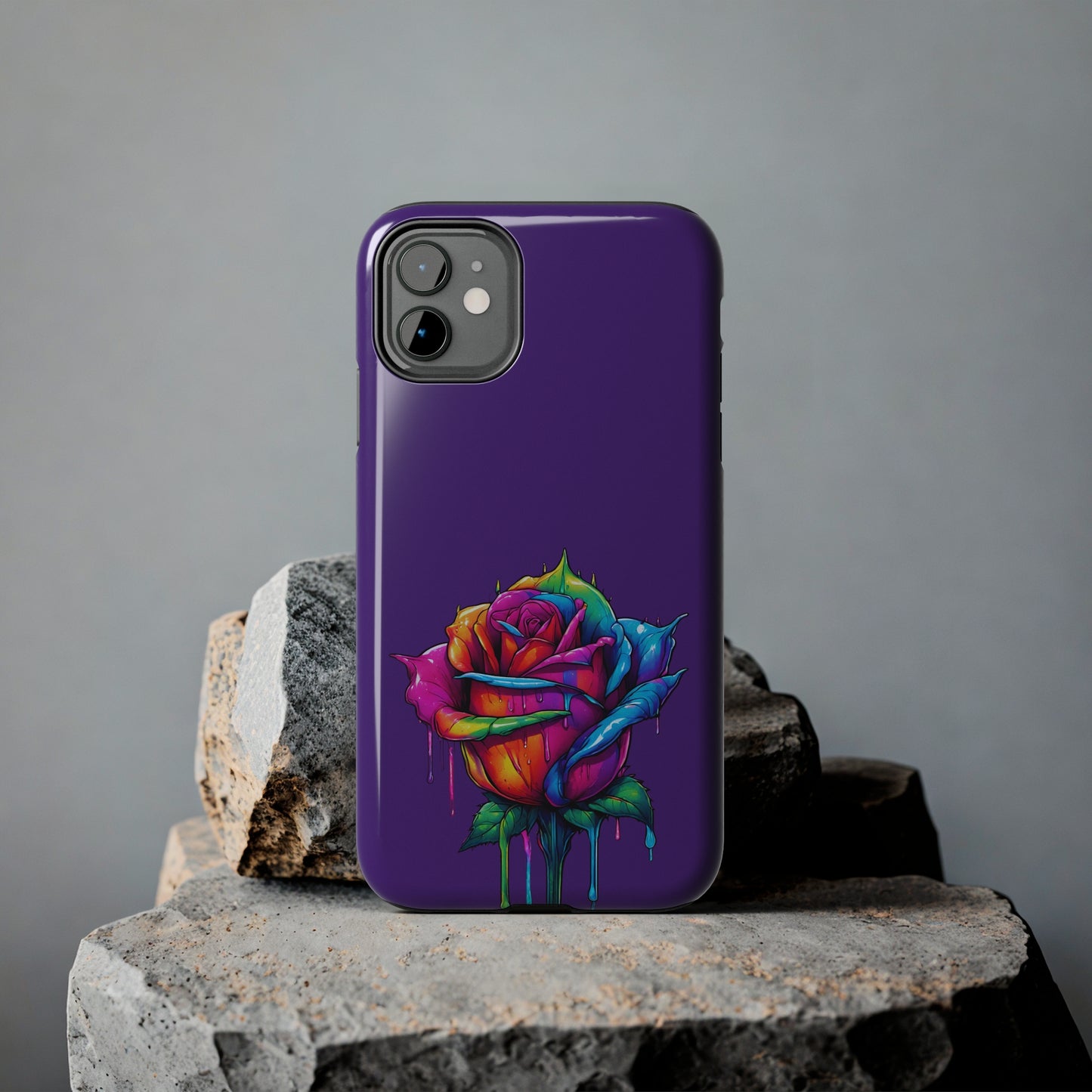 Rose Bleeding Colors on Purple Tough Phone Cases