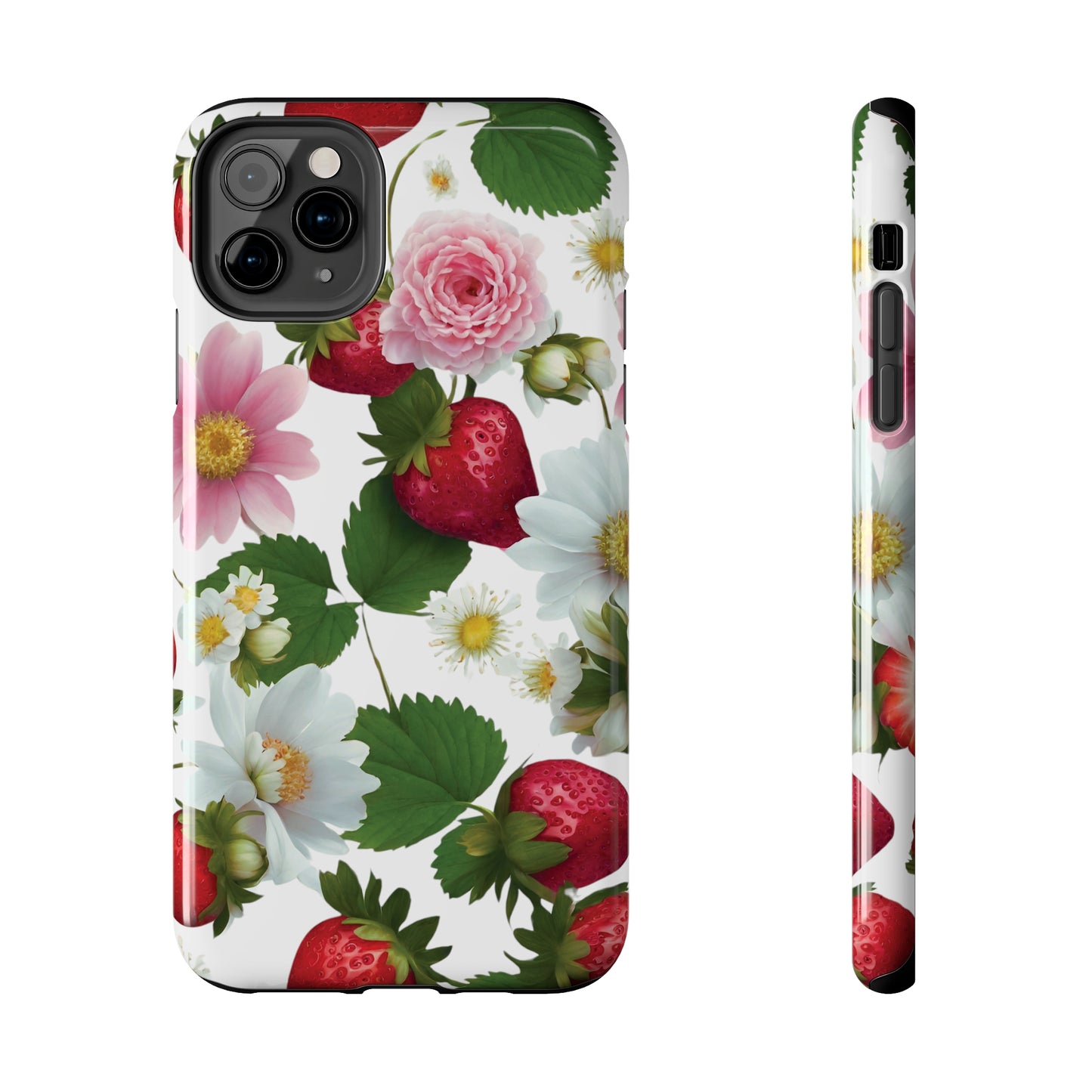 Floral Strawberries Design Tough Phone Cases