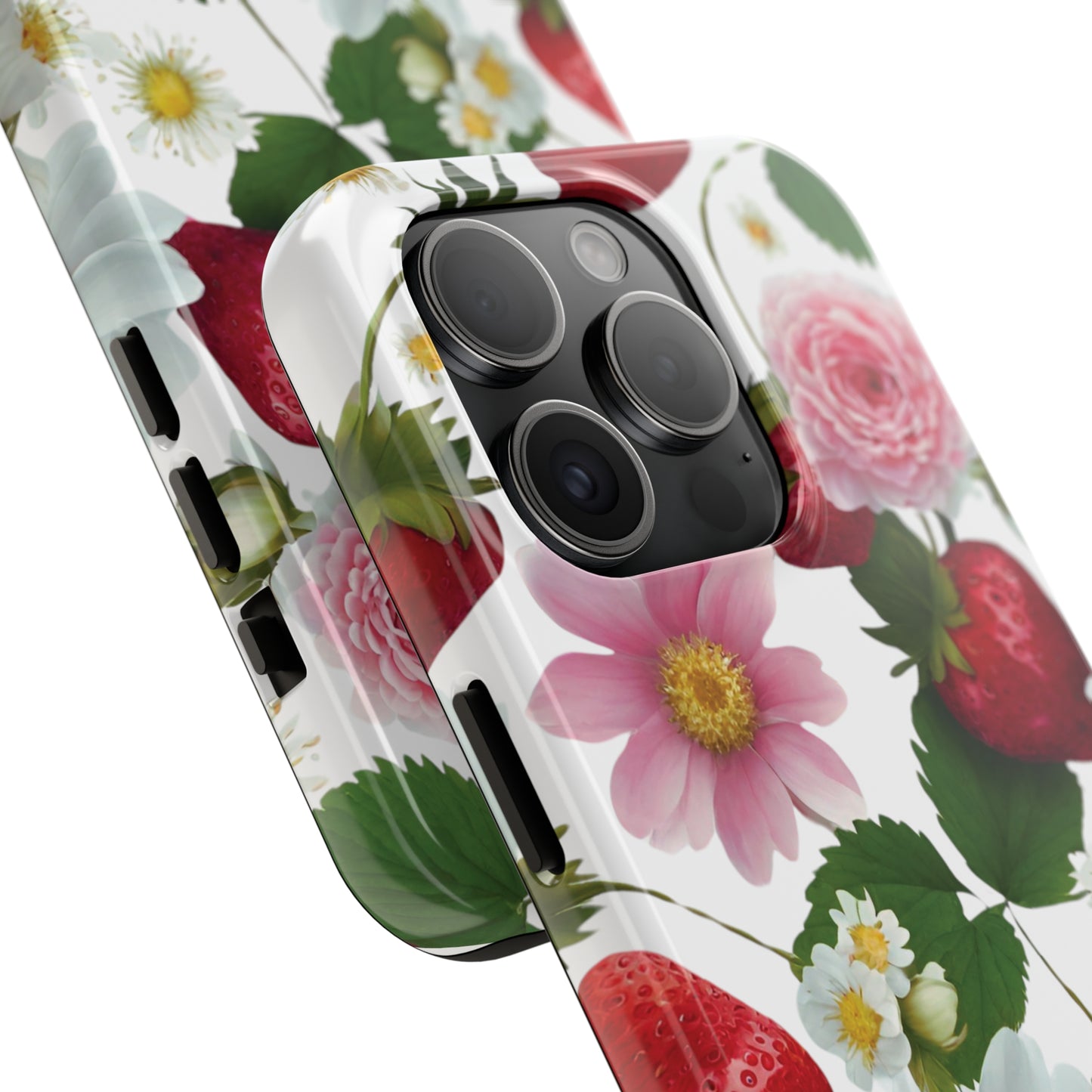 Floral Strawberries Design Tough Phone Cases