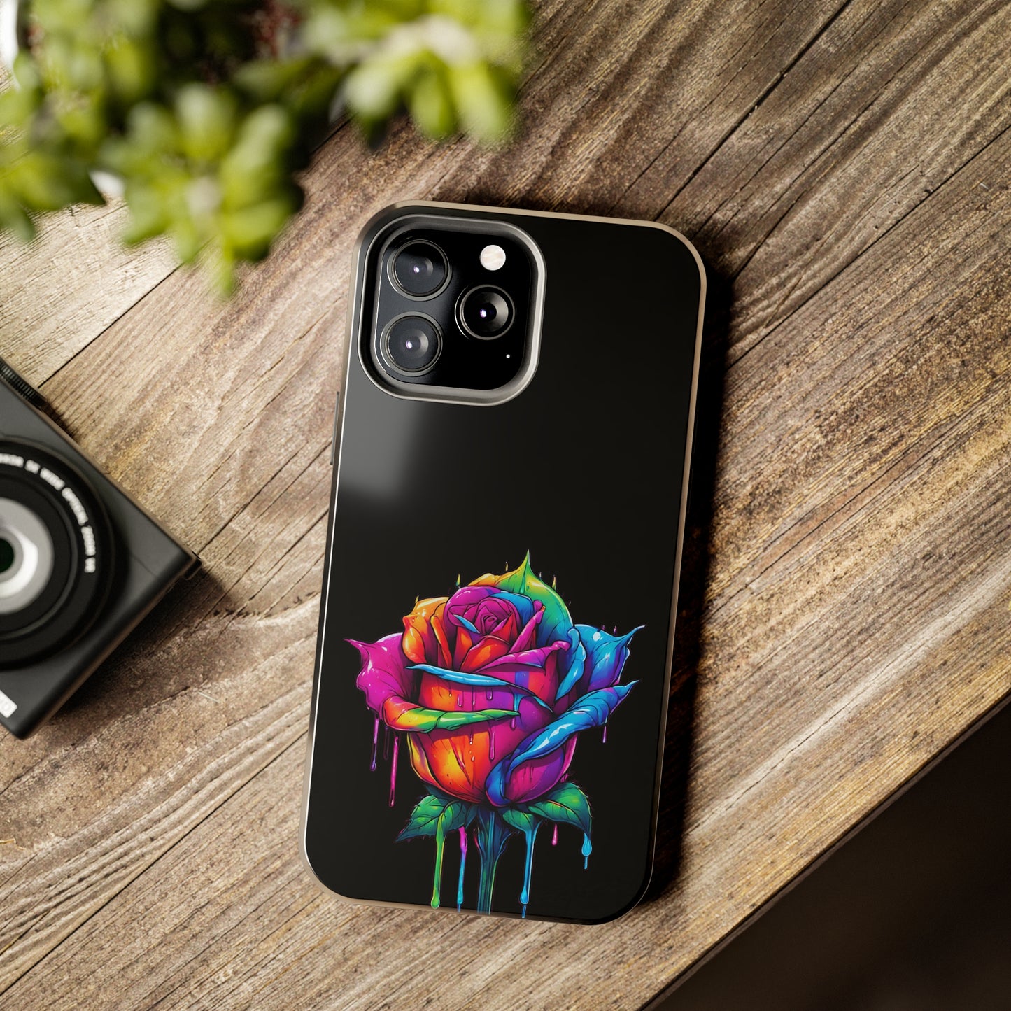 Rose Bleeding Colors on Black Tough Phone Cases