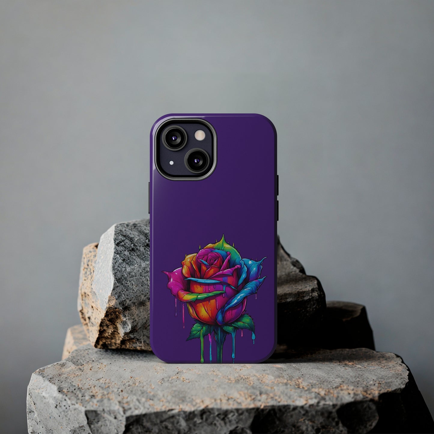 Rose Bleeding Colors on Purple Tough Phone Cases
