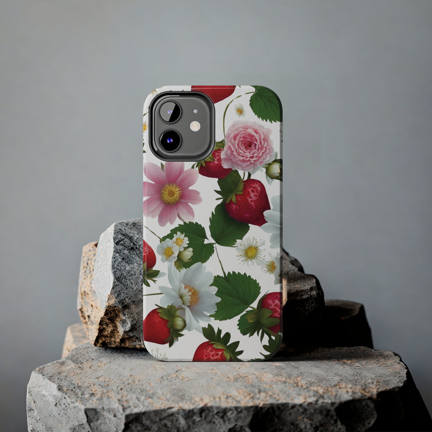 Floral Strawberries Design Tough Phone Cases