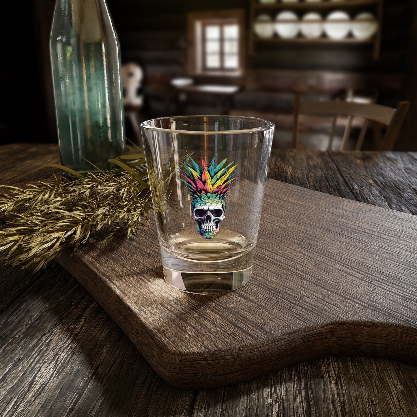 Colorful Pineapple Skull, Shot Glass, 1.5oz