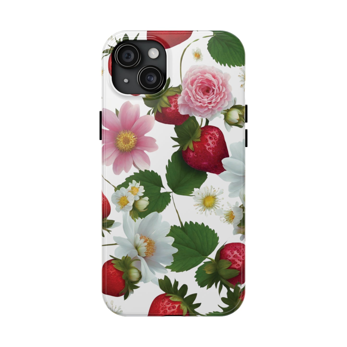 Floral Strawberries Design Tough Phone Cases
