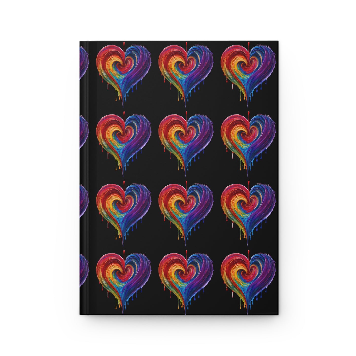 Heart Bleeding Colors on Black Hardcover Journal Matte
