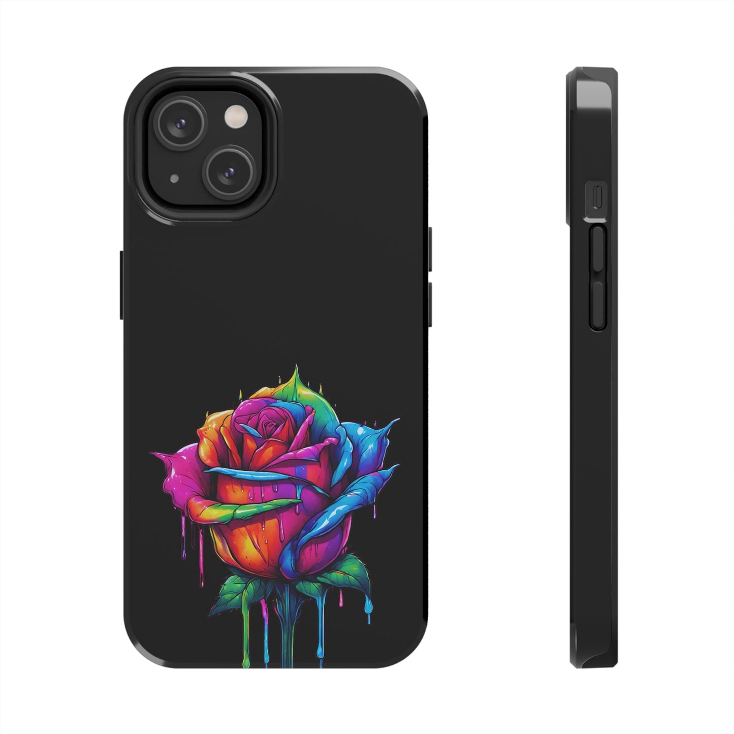 Rose Bleeding Colors on Black Tough Phone Cases