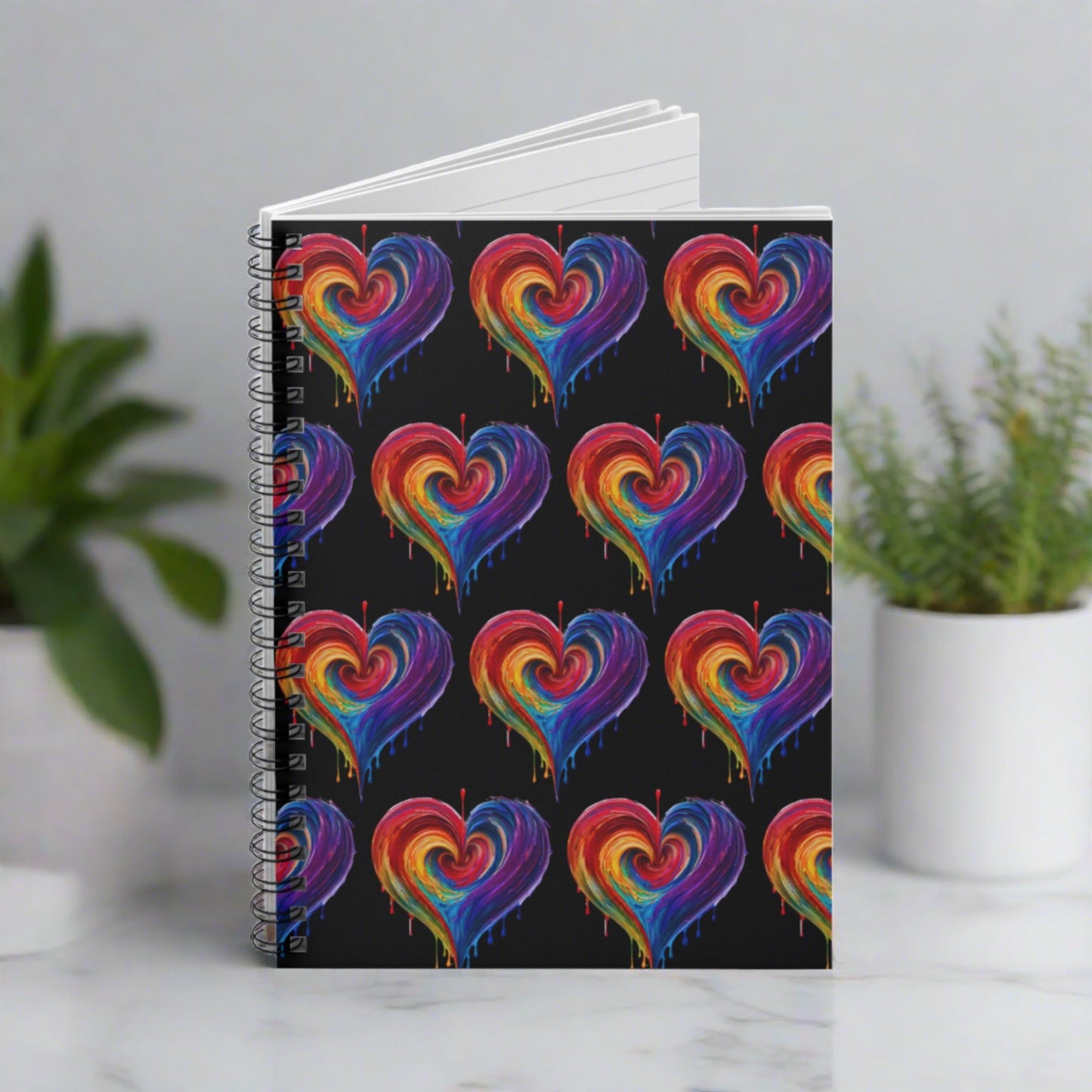 Heart Bleeding Colors Design Spiral Notebook - Ruled Lines Rainbow