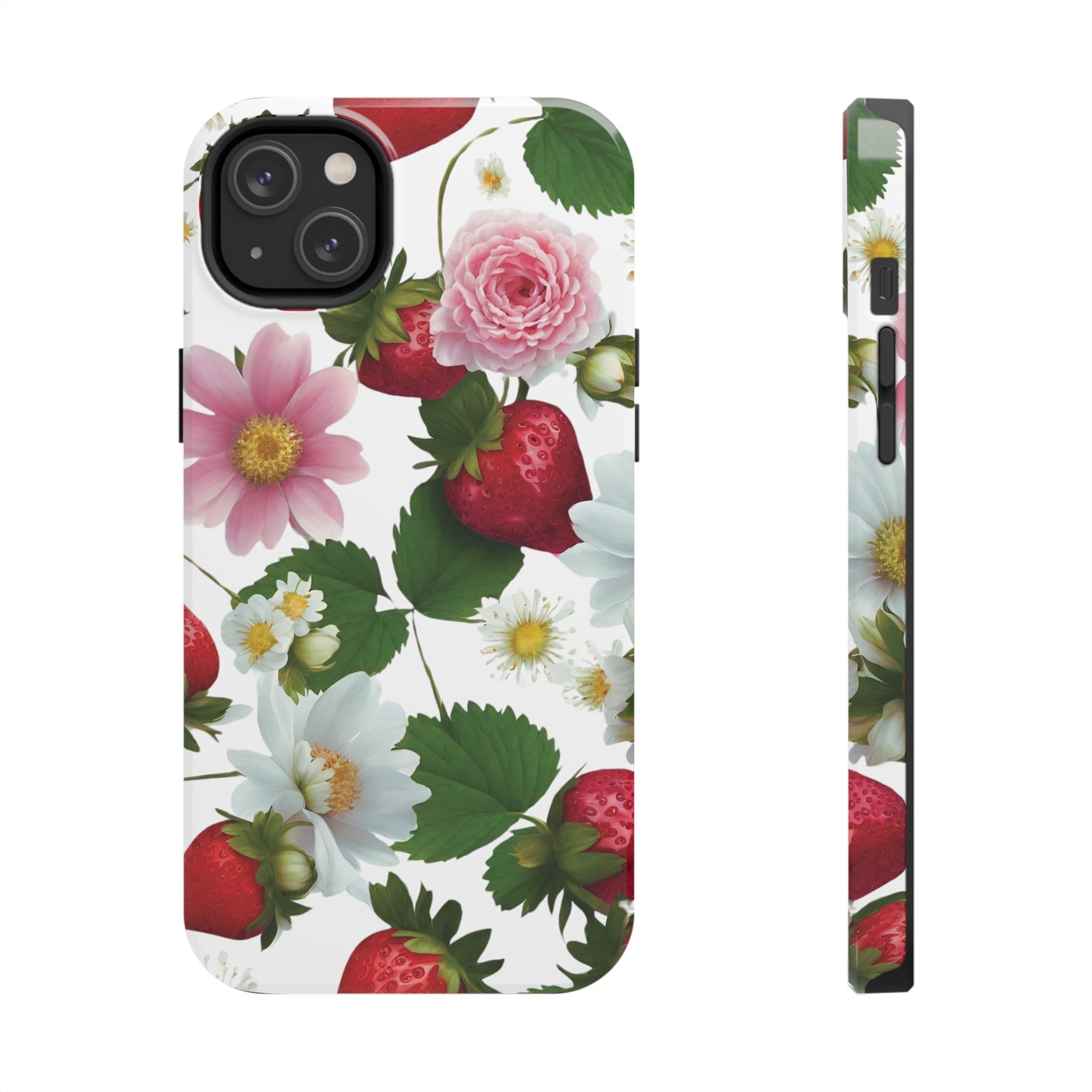 Floral Strawberries Design Tough Phone Cases