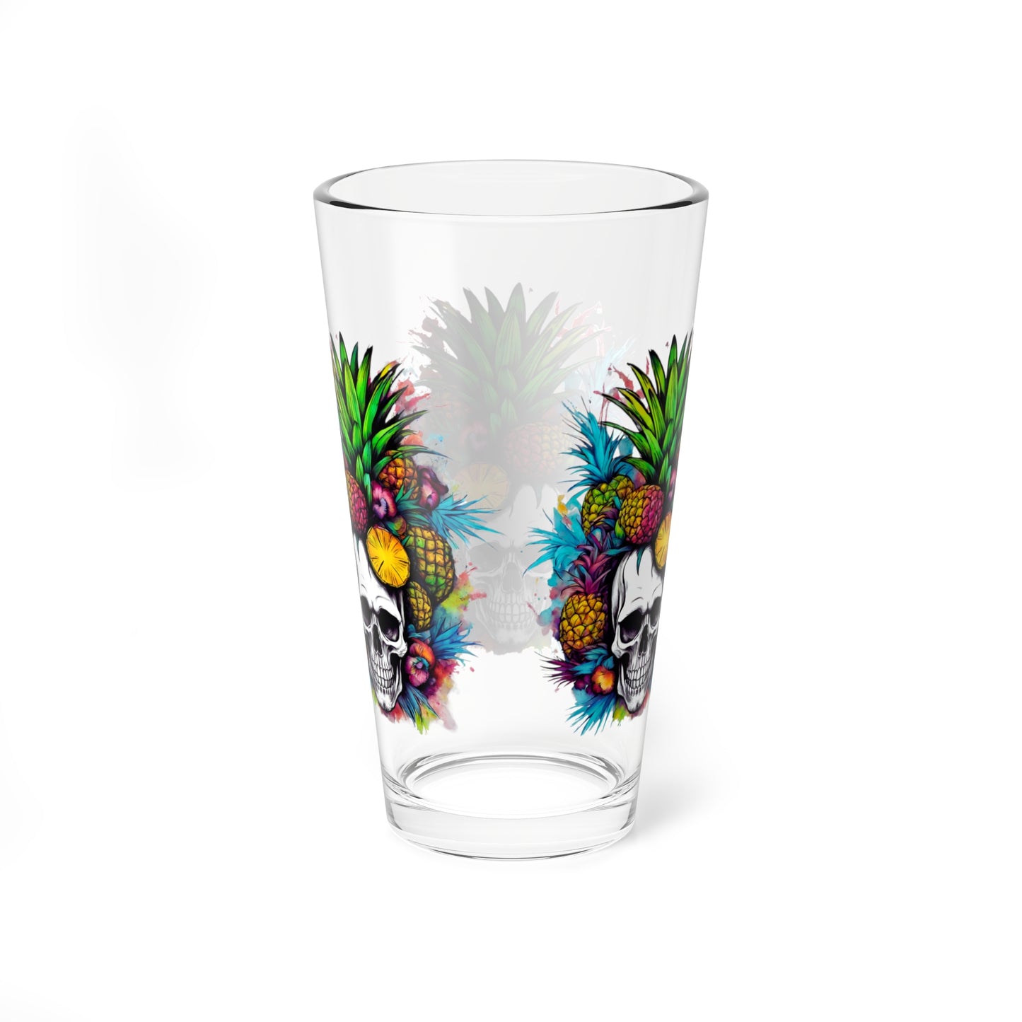 Colorful Mamba Skull Mixing Glass, 16oz Pint Tropical