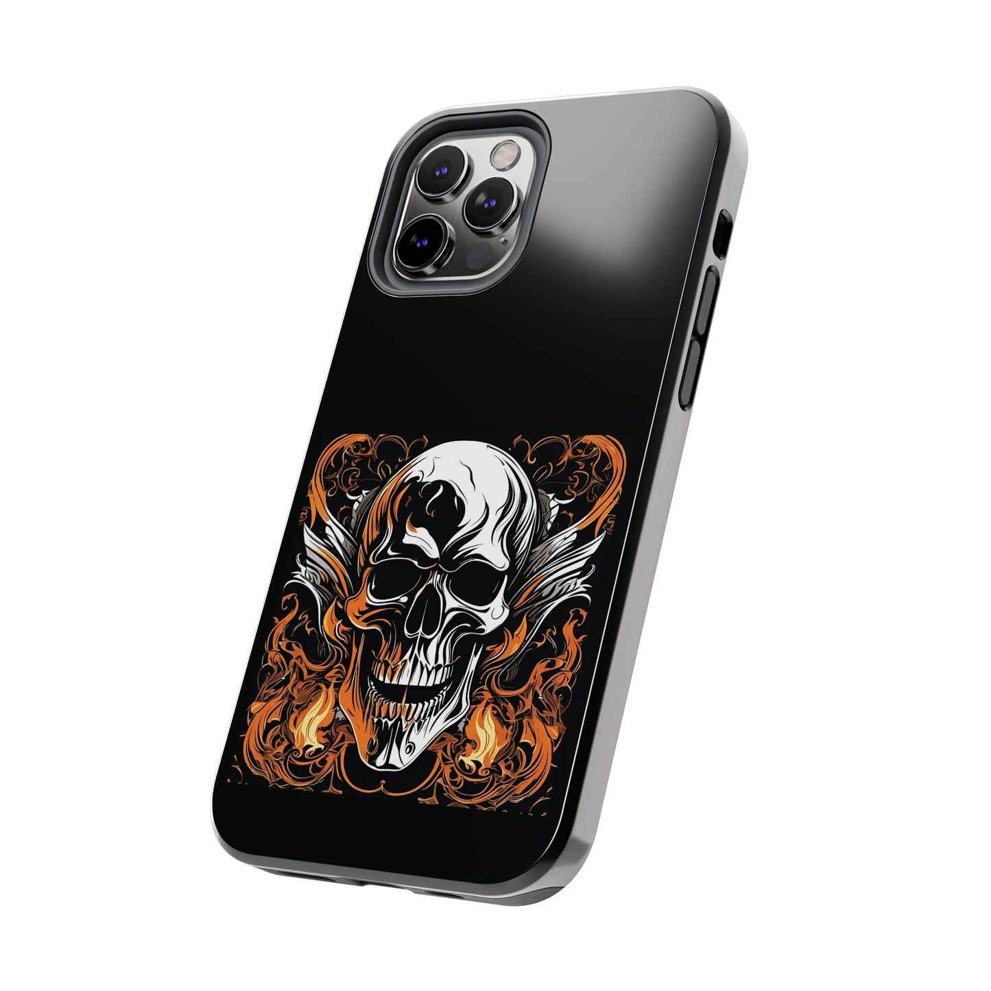 Flaming Skull Design Tough Phone Cases