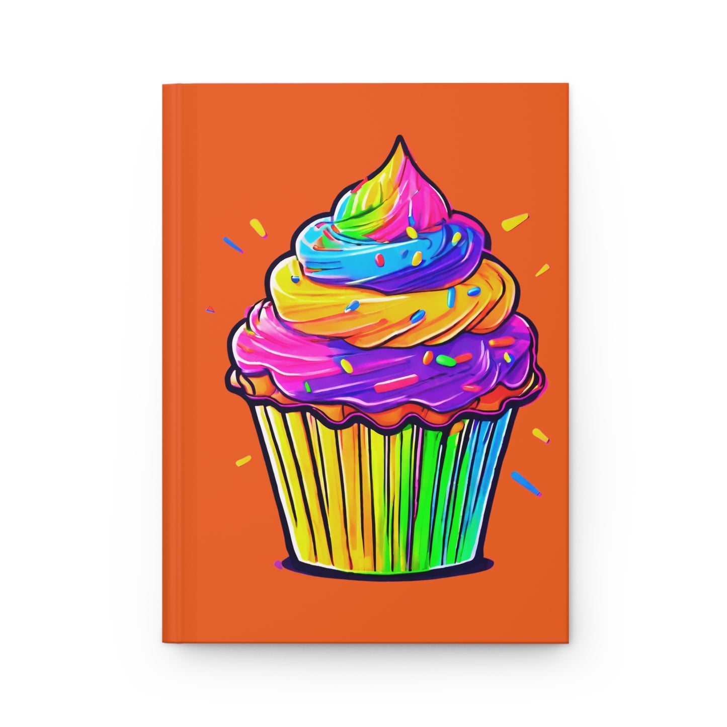 Neon Cupcake on Orange Hardcover Journal Matte