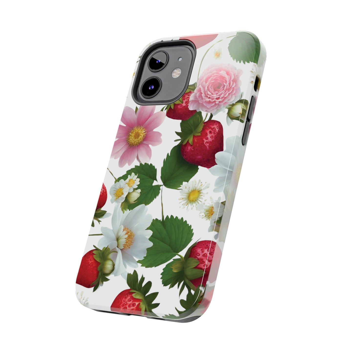 Floral Strawberries Design Tough Phone Cases