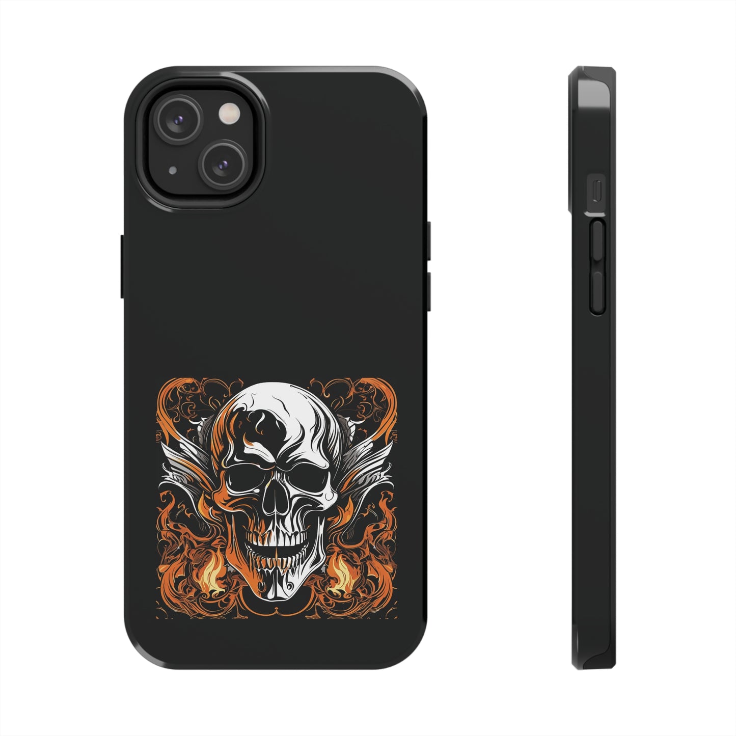 Flaming Skull Design Tough Phone Cases