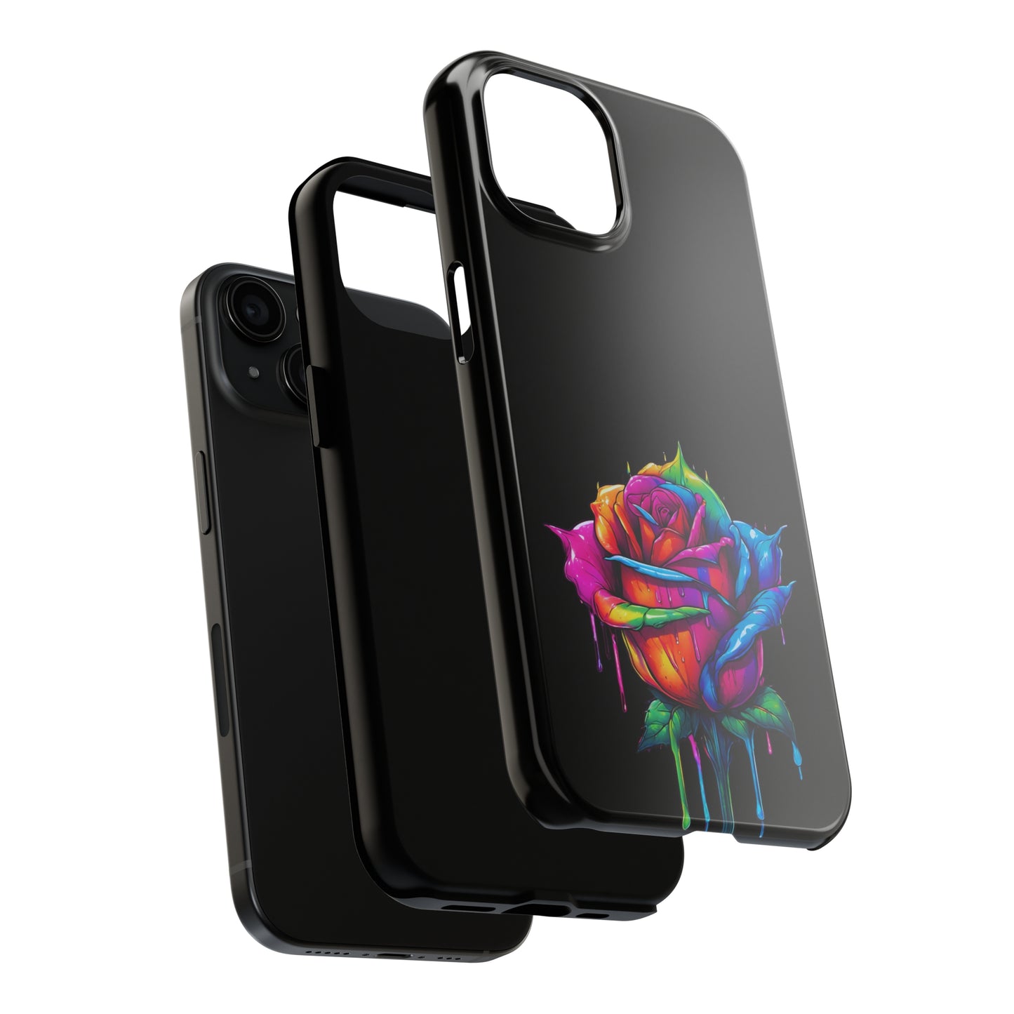 Rose Bleeding Colors on Black Tough Phone Cases