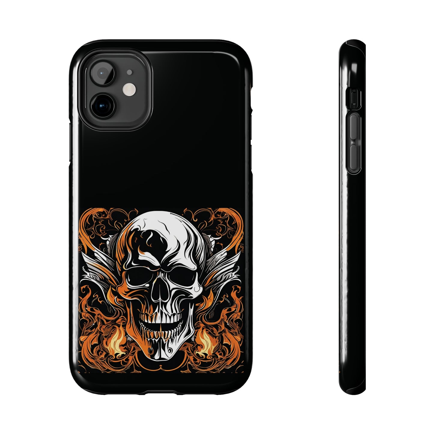 Flaming Skull Design Tough Phone Cases