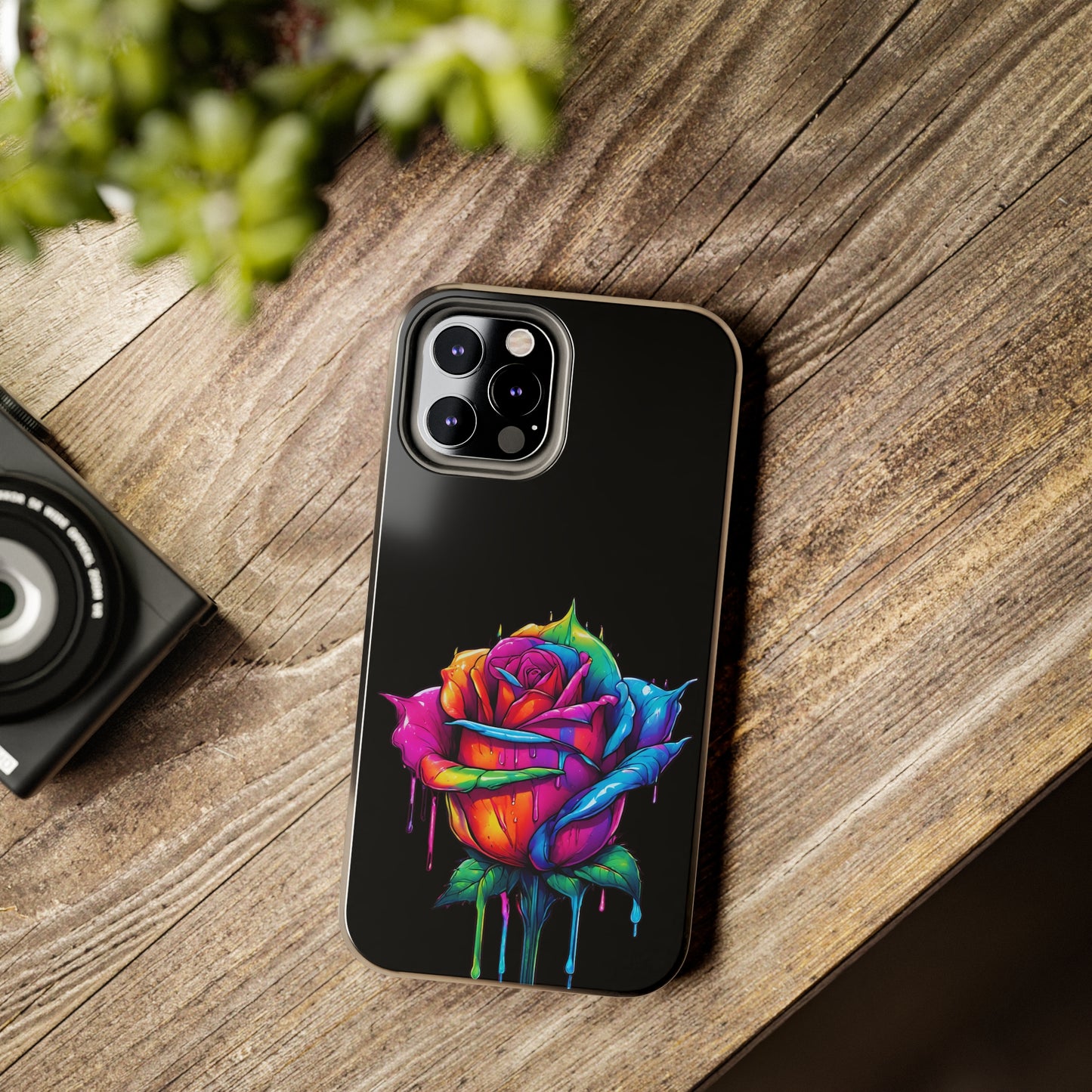 Rose Bleeding Colors on Black Tough Phone Cases