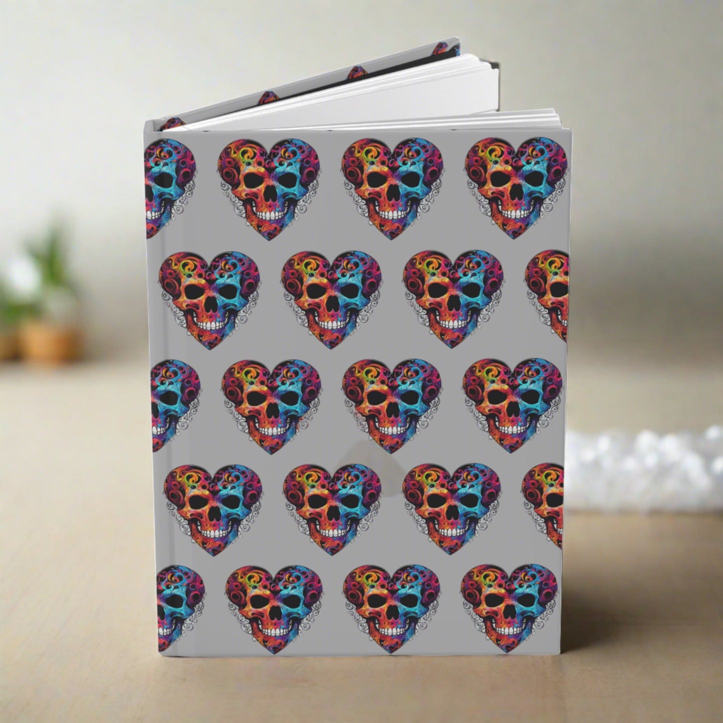 Colorful Heart Skull Hardcover Journal Matte