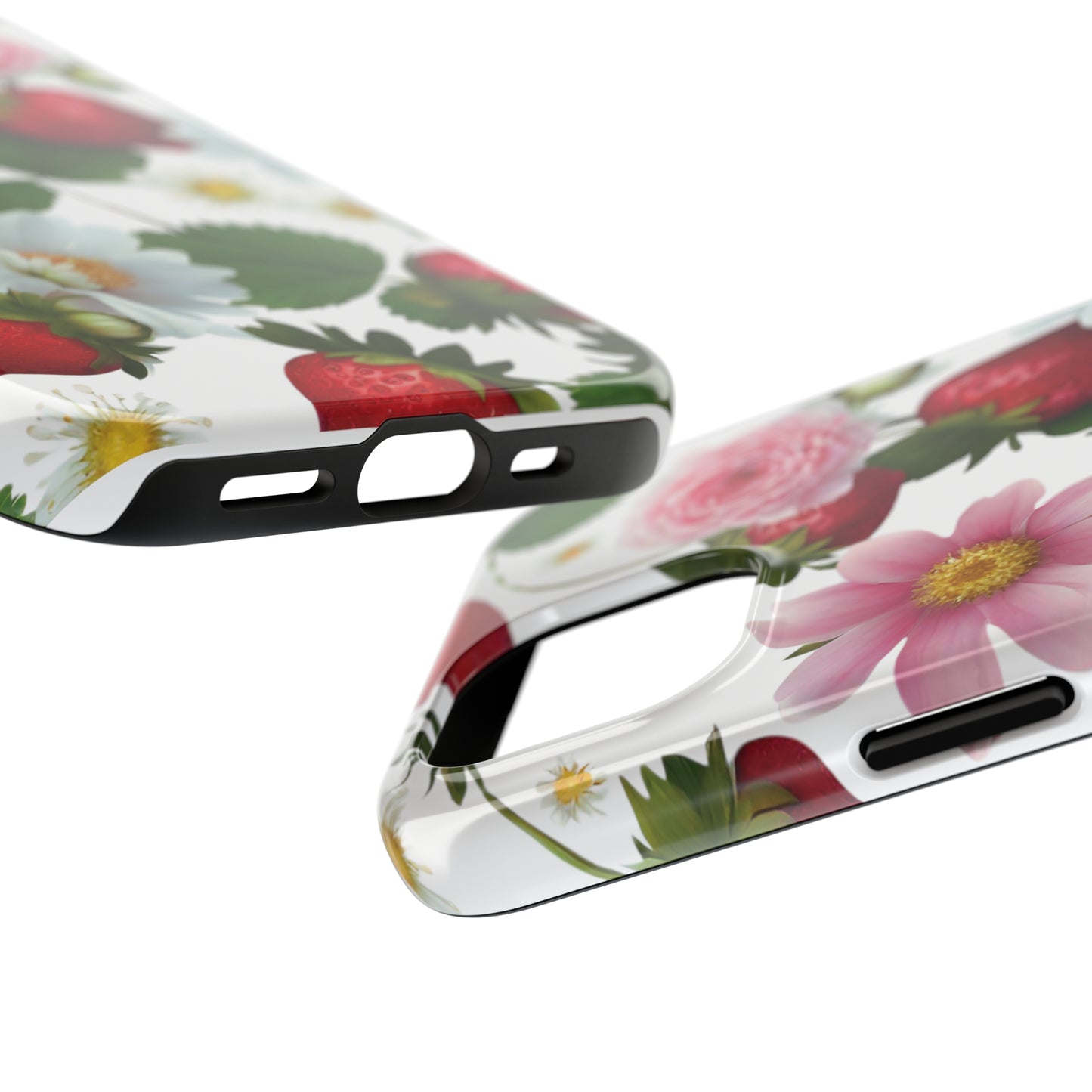 Floral Strawberries Design Tough Phone Cases