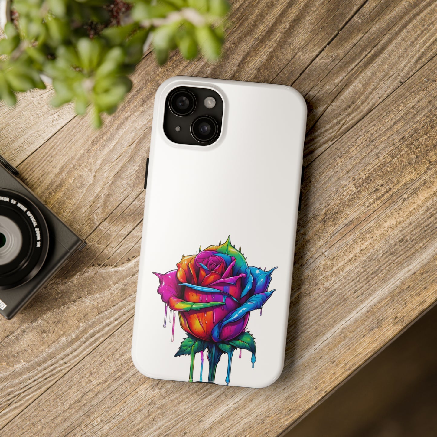 Rose Bleeding Colors On White Tough Phone Cases